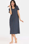 Rosaline Serenity Knit Cotton Mid Length Nightdress - Pageant Blue — thumbnail 4
